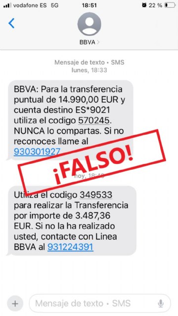 NUEVA ALERTA: BBVA no te manda un mensaje paraque autorices una transferencia de 14.990 euros, es falso - 1, Foto 1