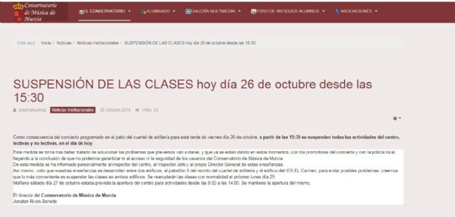 Ahora Murcia muestra su indignación de que el concierto de Melendi obligue al Conservatorio a suspender sus clases - 1, Foto 1