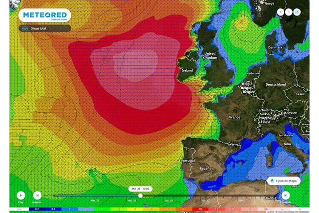 Las olas alcanzarán los 19 metros en el norte del Atlántico, cerca de las Islas Británicas, y se dejarán notar en el noroeste peninsular., Foto 1