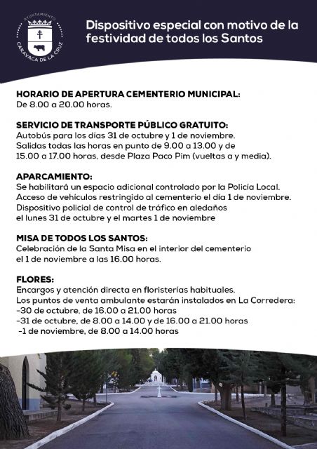 El Ayuntamiento de Caravaca habilita una línea de transporte gratuito al Cementerio Municipal con motivo de la festividad de todos los Santos - 1, Foto 1