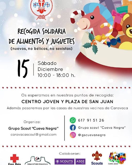 El Grupo Scout 'Cueva Negra' de Caravaca organiza el sábado 15 de diciembre una campaña solidaria de recogida de alimentos y juguetes - 1, Foto 1