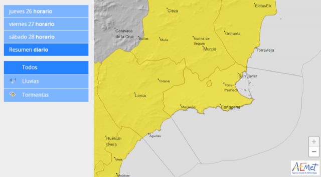 El Ayuntamiento de Cartagena permanece atento a la evolución de los avisos amarillos por lluvia, viento y granizo - 1, Foto 1