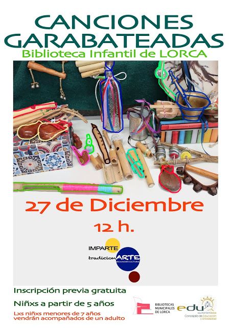 La Biblioteca Infantil y Juvenil del Centro Cultural de Lorca acogerá, mañana viernes, a las 12 horas, un taller de villancicos y de instrumentos tradicionales - 1, Foto 1