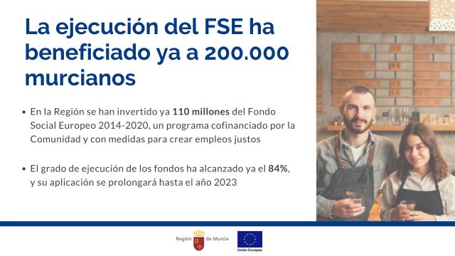 La Región ha ejecutado ya 110 millones del Fondo Social Europeo con más de 200.000 beneficiarios - 1, Foto 1