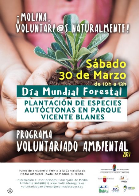 El Programa de Voluntariado Ambiental de Molina de Segura ¡Voluntari@s Naturalmente! colabora en la reforestación del Parque Ecológico Vicente Blanes el sábado 30 de marzo - 1, Foto 1
