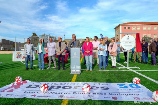 El campo de fútbol de Santa Lucía ya luce renovado gracias al Plan Césped - 1, Foto 1