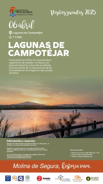 La Concejalía de Turismo de Molina de Segura organiza la visita guiada gratuita LAGUNAS DE CAMPOTÉJAR el domingo 6 de abril - 1, Foto 1
