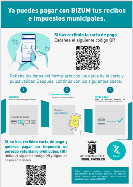 Torre Pacheco, el primer municipio de la Región en el que los vecinos podrán pagar con BIZUM sus tasas e impuestos - 1, Foto 1