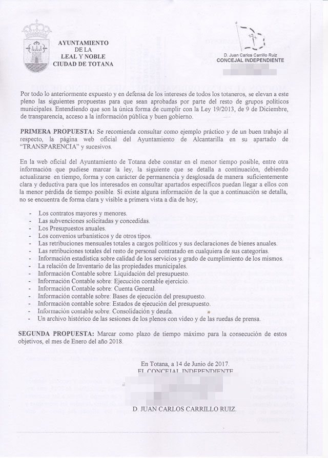 Juan Carlos Carrillo, concejal no adscrito, propondrá al pleno que se cumpla la Ley de Transparencia - 3, Foto 3