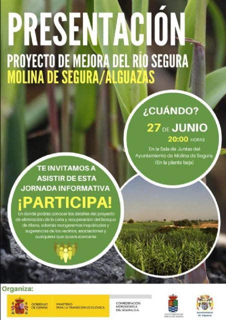 El proyecto de recuperación ambiental del Río Segura, en el tramo comprendido entre los Sotos Los Álamos y La Hijuela, se presenta hoy miércoles 27 de junio en Molina de Segura - 1, Foto 1