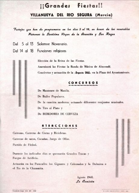 Programa de Fiestas de 1968. Archivo propiedad: Emilio del Carmelo Tomás Loba., Foto 5