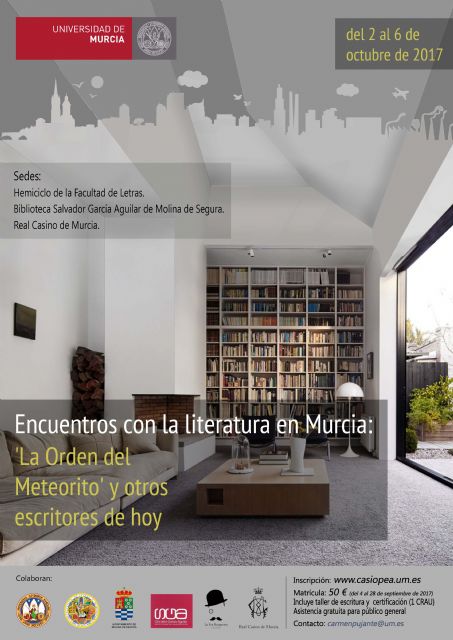 Molina de Segura será una de las sedes de las Jornadas Encuentros con la literatura en Murcia: 'La Orden del Meteorito' y otros escritores de hoy, del 2 al 6 de octubre - 1, Foto 1
