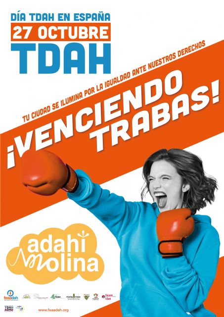 El Ayuntamiento de Molina de Segura se suma al Día Nacional del TDAH iluminando de naranja los pabellones de la Ciudad Deportiva El Romeral - 1, Foto 1