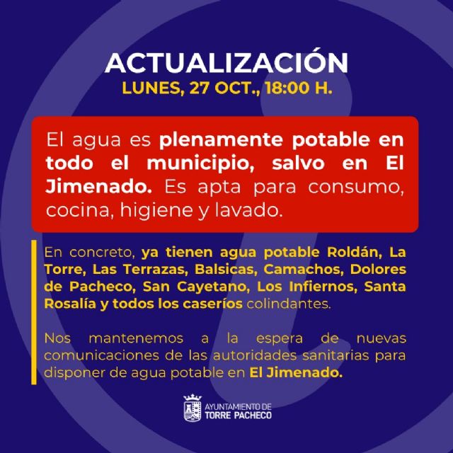 Agua apta para el consumo en todas las pedanías de Torre Pacheco excepto en El Jimenado - 1, Foto 1