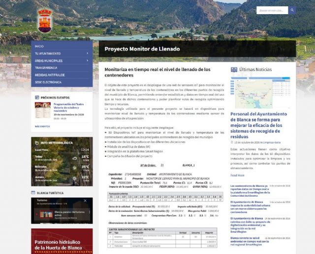 El Ayuntamiento de Blanca estrena un portal web para consultar informaci�n sobre el nuevo sistema inteligente de gesti�n de residuos