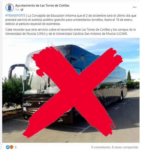 Denuncian que quitan el autobús universitario sin esperar a que terminen las clases con la Navidad - 1, Foto 1