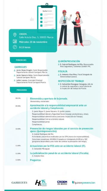 Dirección Humana, Garrigues, Quironprevención y CROEM organizan una jornada para analizar los aspectos prácticos y compliances relacionados con la siniestralidad laboral en 2023 - 1, Foto 1