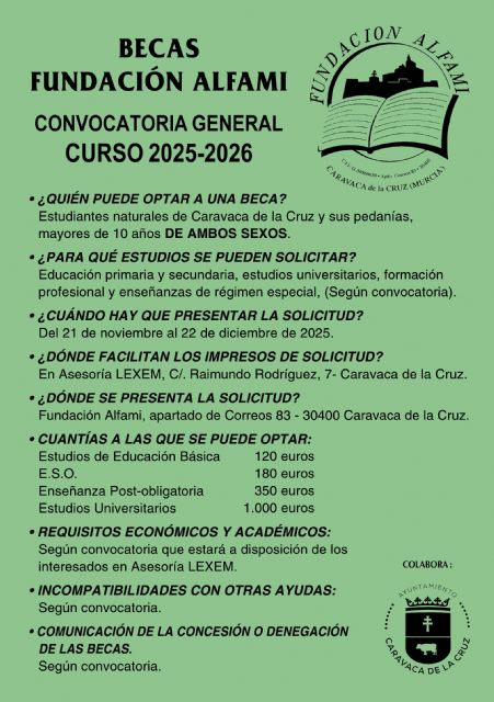 El Ayuntamiento de Caravaca informa de la apertura de la convocatoria de becas Alfami para alumnos y alumnas del municipio - 2, Foto 2