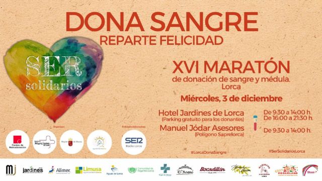 Lorca acogerá el 3 de diciembre una nueva edición del Maratón de Donación de Sangre Ser Solidarios - 1, Foto 1