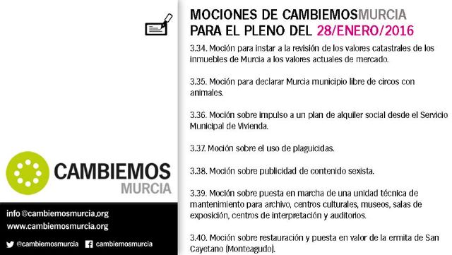 El Pleno aprueba una moción de Cambiemos Murcia para impulsar un plan de alquiler social - 1, Foto 1