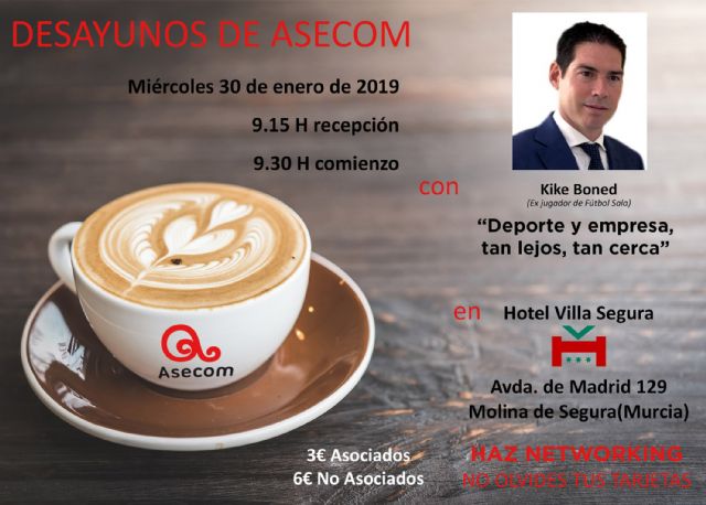Kike Boned hablará sobre deporte y empresa en los Desayunos de ASECOM - 1, Foto 1