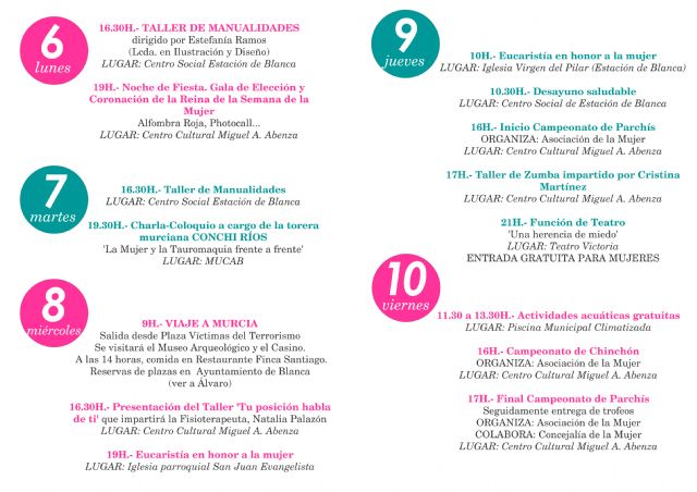 Talleres, charlas, campeonatos y la elección y coronación de la Reina de la Semana de la Mujer conforman la programación de la Semana de la Mujer - 2, Foto 2