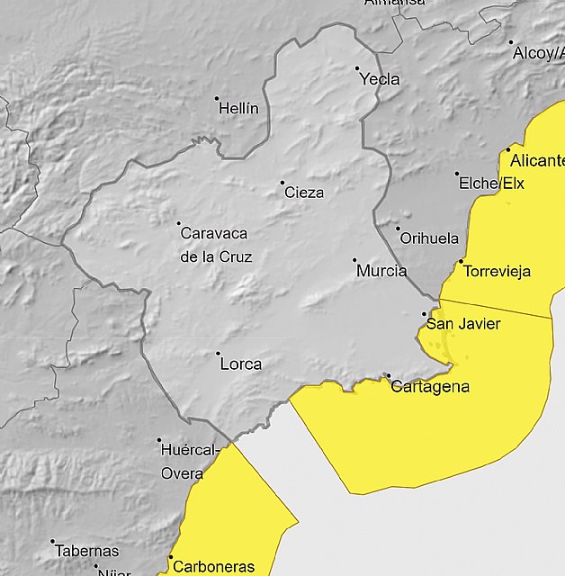 La Agencia Estatal de Meteorologa mantiene para la Regin de Murcia amarillo de fenmenos costeros, Foto 2