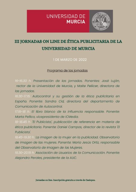 La UMU celebrará mañana la 'III Jornada online de ética publicitaria' - 1, Foto 1