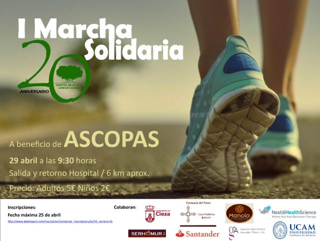 El hospital de Cieza celebra la primera marcha popular solidaria a beneficio de la asociación de minusválidos psíquicos Ascopas - 1, Foto 1