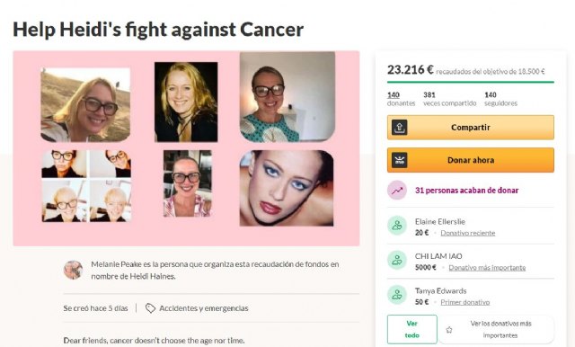 Éxito en una campaña de crowdfunding realizada en Cartagena para ayudar a una joven con cáncer en el pecho y en el hígado - 1, Foto 1