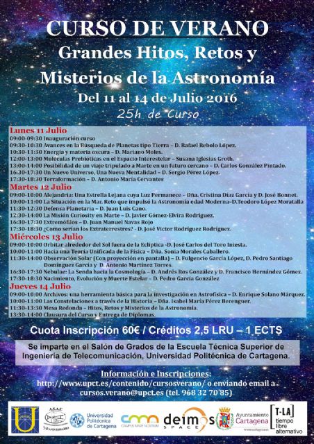 Un curso de verano de la UPCT viajará por los hitos, retos y misterios de la Astronomía - 1, Foto 1