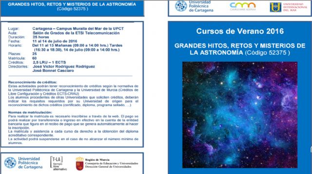 Un curso de verano de la UPCT viajará por los hitos, retos y misterios de la Astronomía - 5, Foto 5