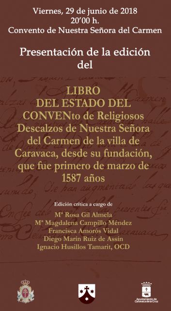 El Ayuntamiento de Caravaca y la Cofradía de la Vera Cruz editan la transcripción del Libro de Estado de los Carmelitas de Caravaca - 2, Foto 2