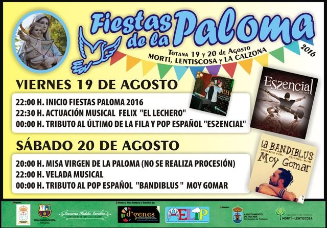 Las Fiestas de La Paloma tendrán lugar el 19 y 20 de agosto