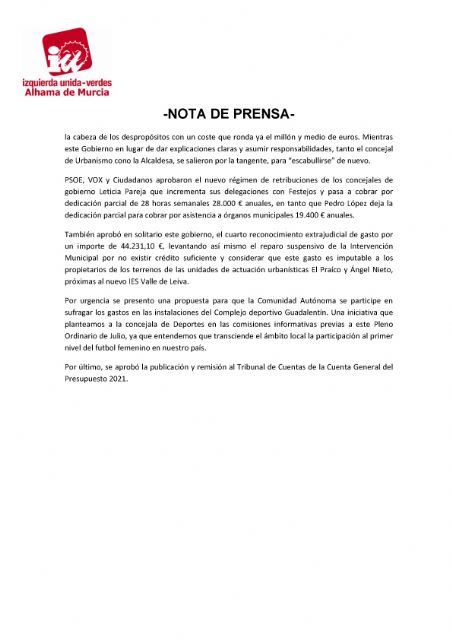 El PSOE continúa eludiendo dar explicaciones de su nefasta gestión del Pabellón del Praico y puliéndose los ahorros de los alhameños - 2, Foto 2
