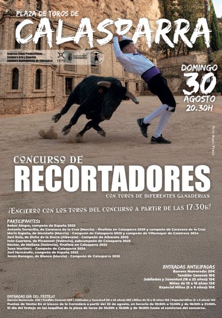 Calasparra celebra este domingo su V Concurso de Recortadores con encierro por la tarde y un cartel de primer nivel