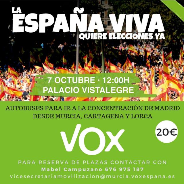 VOX Cartagena informa sobre el acto que tendrá lugar en el palacio de Vistalegre en Madrid el próximo 7-O - 1, Foto 1