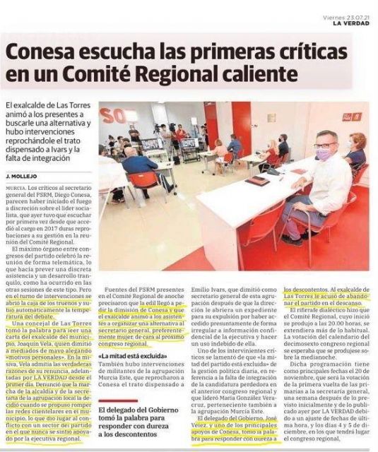 El PP de Las Torres de Cotillas aún espera respuesta de lo publicado por La Verdad sobre presuntas redes clientelares - 1, Foto 1