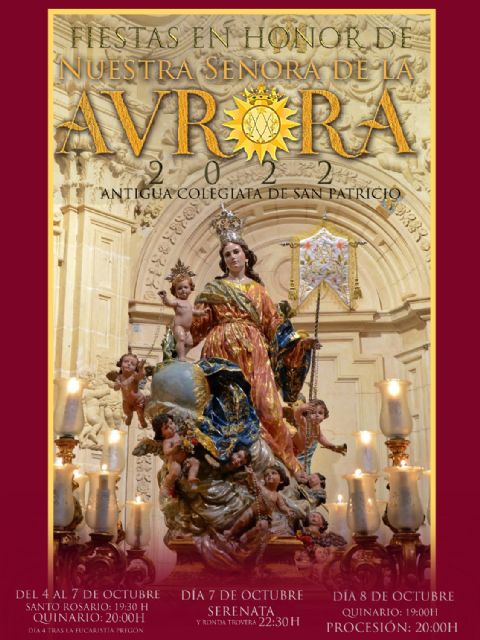 La Hermandad de la Aurora celebrará las fiestas en honor a la Virgen con un Quinario del 4 al 8 de octubre y una solemne procesión por el casco histórico de Lorca - 3, Foto 3