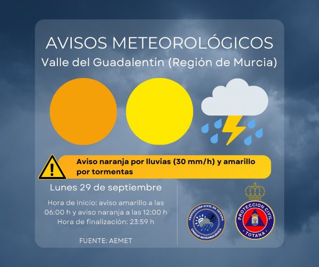 Aviso naranja por lluvias en la Región de Murcia para mañana, Foto 2