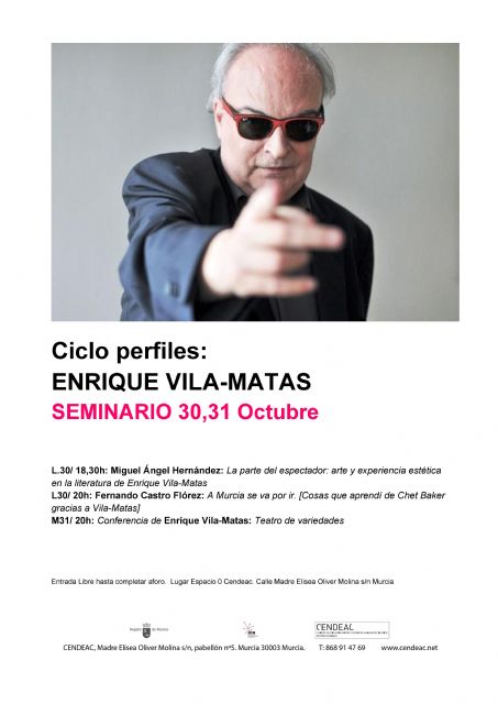 El escritor Enrique Vila-Matas abre en el Cendeac el ciclo 'Perfiles' - 1, Foto 1