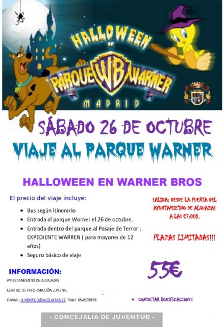 La Concejalía de Juventud organiza un viaje al parque de atracciones Warner (Madrid) - 1, Foto 1