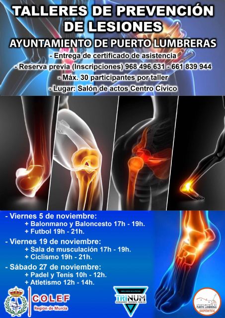 El Ayuntamiento de Puerto Lumbreras organiza varios talleres gratuitos de prevención de lesiones en la práctica deportiva durante todo el mes de noviembre - 1, Foto 1