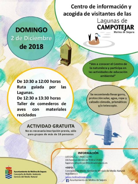 El Centro de Información y Acogida de Visitantes de Las Lagunas de Campotéjar  Salar Gordo de Molina de Segura organiza un taller de elaboración de comederos de aves el domingo 2 de diciembre - 1, Foto 1