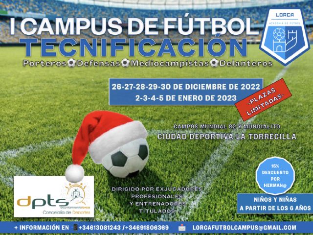 Nace en Lorca el 'I Campus de fútbol de tecnificación' para menores coincidiendo con las vacaciones escolares de Navidad - 2, Foto 2
