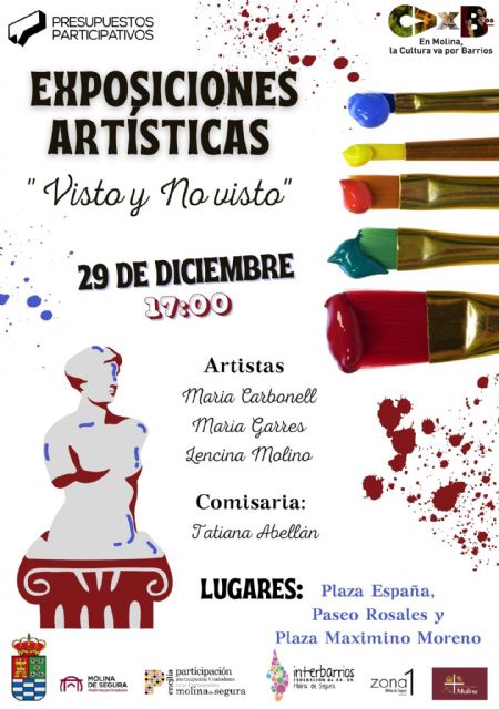 El proyecto artístico Visto y no visto muestra en Plaza Maximino Moreno, Paseo Rosales y Plaza de España las creaciones de María Carbonell, María Garres y Lencina Molino - 1, Foto 1