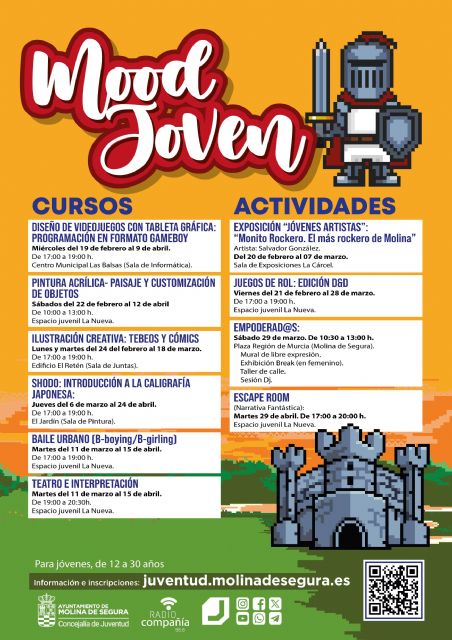 La Concejalía de Juventud de Molina de Segura presenta MOOD JOVEN, una nueva oferta de actividades y cursos formativos para los meses de febrero a abril - 1, Foto 1