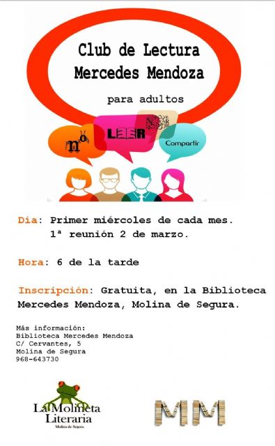 La Concejalía de Cultura de Molina de Segura pone en marcha el Club de Lectura Mercedes Mendoza para adultos - 1, Foto 1
