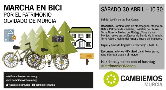 Cambiemos marcha este sábado en bici por el patrimonio olvidado de la huerta de Murcia - 1, Foto 1