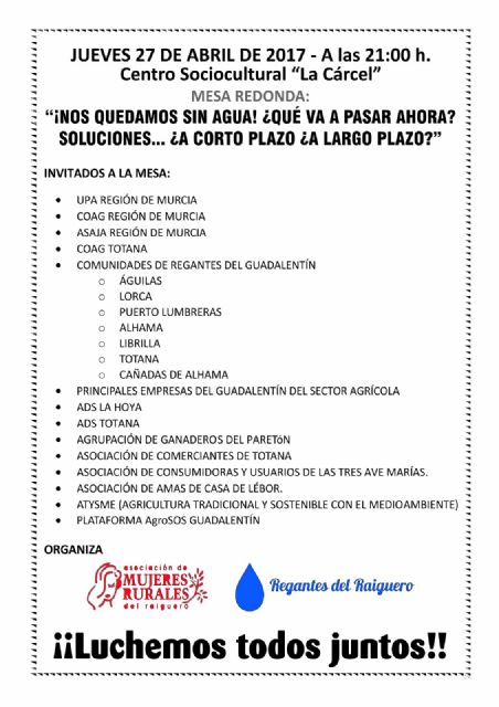 Comunicado de la Asociación de Mujeres Rurales y Agrupación de Regantes Rural del Raiguero sobre la mesa redonda sobre la sequía, Foto 2